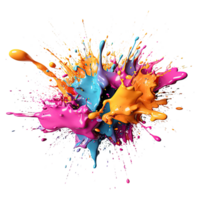 Abstract colorful paint splash on transparent background. png