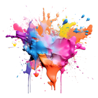 Abstract colorful paint splash on transparent background. png