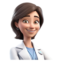 3D Happy cartoon doctor. Cartoon doctor on transparent background. png