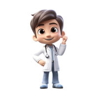 3D Happy cartoon doctor. Cartoon doctor on transparent background. png