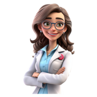 3D Happy cartoon doctor. Cartoon doctor on transparent background. png