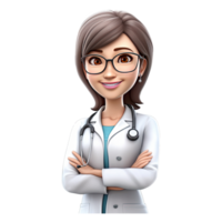 3D Happy cartoon doctor. Cartoon doctor on transparent background. png