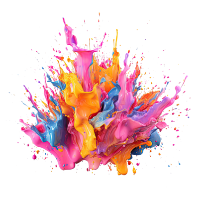 A colorful paint splatter with a splash of paint on a transparent  background Ai Generative 24500972 PNG