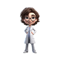 3D Happy cartoon doctor. Cartoon doctor on transparent background. png