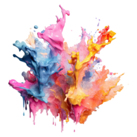 Abstract colorful paint splash on transparent background. png