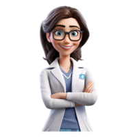 3D Happy cartoon doctor. Cartoon doctor on transparent background. png