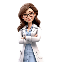 3D Happy cartoon doctor. Cartoon doctor on transparent background. png