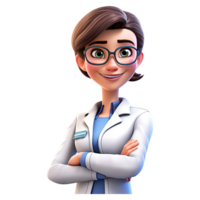 3D Happy cartoon doctor. Cartoon doctor on transparent background. png