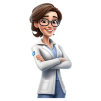 3d contento cartone animato medico. cartone animato medico su trasparente sfondo. generativo ai png