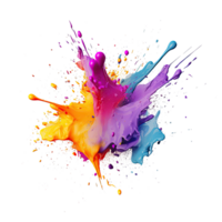 Abstract colorful paint splash on transparent background. png