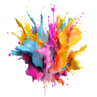 Abstract colorful paint splash on transparent background. png