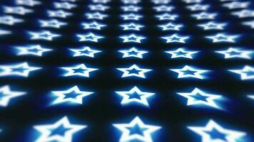 Abstract blue pattern of glowing geometric stars loop futuristic hi-tech black background video