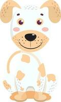 Cartoon character of dog sitting on white background. vector