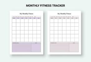 Monthly fitness tracker, Monthly Habit Tracker, Routine Tracker, 30 Day Habit Challenge planner vector