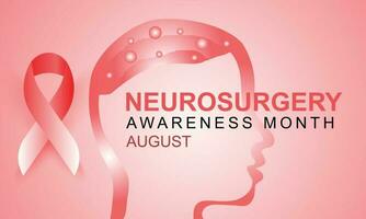 agosto es neurocirugía conciencia mes. fondo, bandera, tarjeta, póster, modelo. vector ilustración.