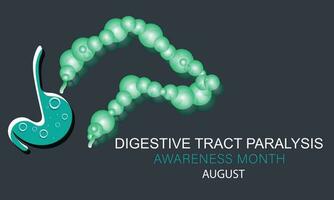 August is Digestive tract paralysis awareness month. background, banner, card, poster, template. Vector illustration.