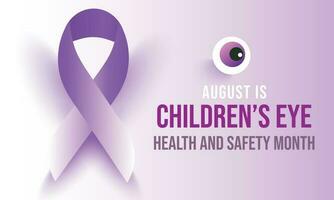 August is Childrens eye health and safety month. background, banner, card, poster, template. Vector illustration.