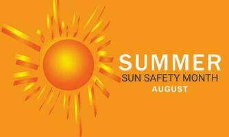 August is summer sun safety month. background, banner, card, poster, template. Vector illustration.