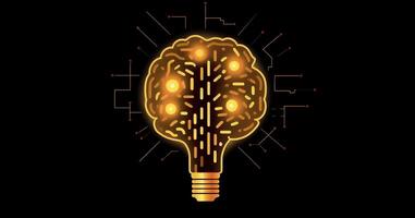 Bulb like brain with detailed circuits. Concept of artificial intelligence. image photo