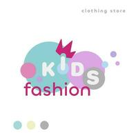 Logo of a fashionable childrens clothing store, kids fashion, flat vector