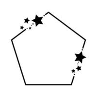 negro línea polígono forma marco decorado con pequeño estrellas. vector ilustración para Decorar logo, invitación, saludo tarjetas y ninguna diseño.