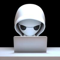 Anonymous cute hacker. Concept of hacking cybersecurity, cybercrime, cyberattack, etc. photo