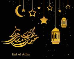 Arabic Calligraphic text of Eid Al Adha Mubarak for the muslim celebration. Eid al adha creative design islamic celebration for print, card, poster, banner etc. vector