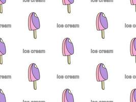 Ice cream cartoon character seamless pattern on white background vector