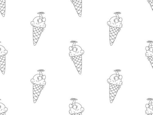 Ice cream cartoon character seamless pattern on white background