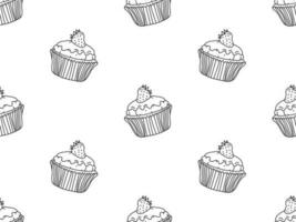 Cupcake cartoon character seamless pattern on white background vector