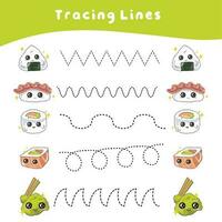 Tracing Lines worksheet game. Educational worksheet. Tracing activity. Vector file.