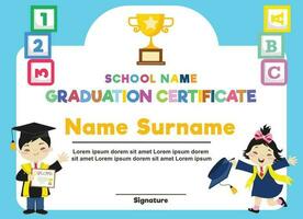 Cute diploma certificate template for preschool, kindergarten or primary school student.  Vector file.