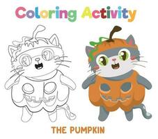 Coloring Halloween worksheet page. Fun activity for kids. Educational printable coloring worksheet. Coloring activity for children. Vector illustration.