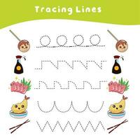 Tracing Lines worksheet game. Educational worksheet. Tracing activity. Vector file.