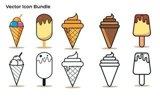 set of ice cream icons, such as parfait, frozen yogurt, ice cream sundae, vanilla, chocolate vector