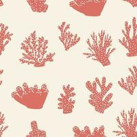 Coral. Underwater element. Vector seamless pattern in scandinavian style. Sea ocean.