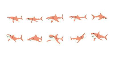 tiburón. mar animal. marina animal en escandinavo estilo. vector