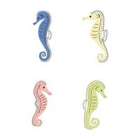 Seahorse Character sea animal on deep background. Wild life illustration. Underwear world. Vector illustration.