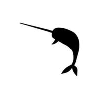 Narwhal Character sea animal on deep background. Wild life illustration. Vector illustration.