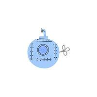 Submarine. Underwater transport. Sea life design. Vector illustration in scandinavian style.