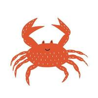 Cute crab in Scandinavian style on a white background. Vector hand drawn kids illustration. Sea ocean. Underwater world