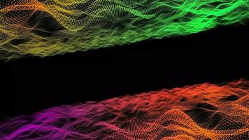 3D abstract digital technology animated multicolored light particles on black background. video