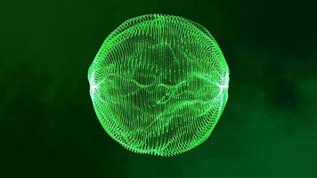 3d abstrait numérique La technologie Animé vert lumière particules sur vert Contexte. video