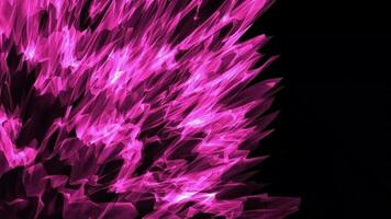 3D abstract digital technology animated pink light particles on black background. video