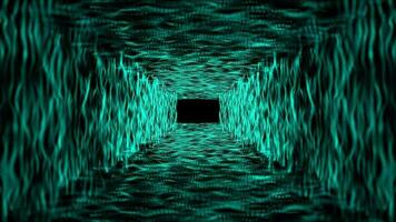 Green gradient stone tunnel particle animation video