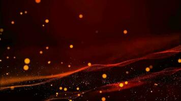 3d abstract digitaal technologie geanimeerd rood oranje licht deeltjes Aan rood helling achtergrond. video