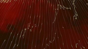 3d resumen digital tecnología animado naranja amarillo ligero partículas en rojo antecedentes. video