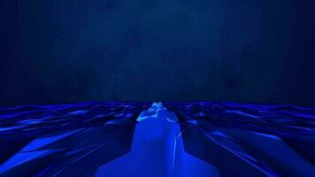 3D abstract digital technology animated stone blue light on blue gradient background video