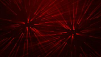 3D abstract digital technology animated red light particles on red background. video