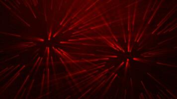 3D abstract digital technology animated red light particles on red background. video